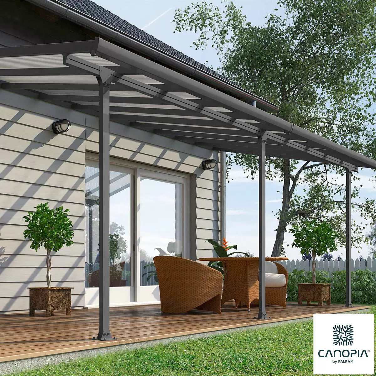 Palram Canopia Feria 3 Veranda Patio Cover, Grey in 4 Sizes