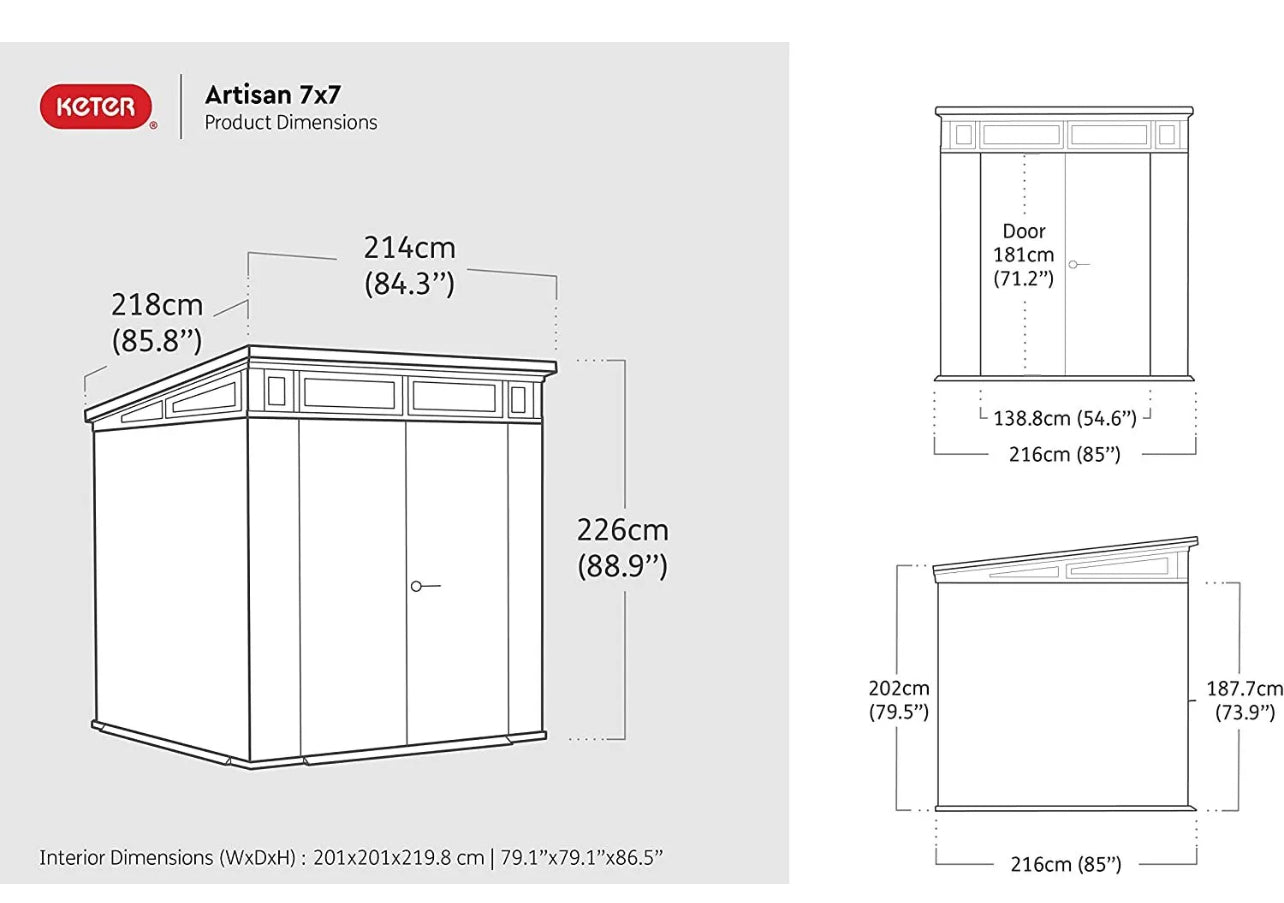 Keter Artisan 7ft x 7ft 2" (2.1 x 2.2m) Storage Shed