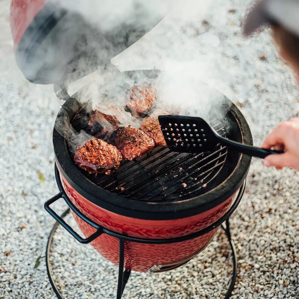 Kamado Joe Junior Ceramic Charcoal Barbecue Grill with Cover in Red 13.5" 34cm