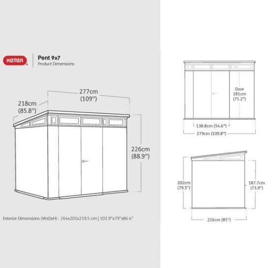 Keter Ashwood Signature 9ft x 7ft 1" (2.77 x 2.18m) Storage Shed