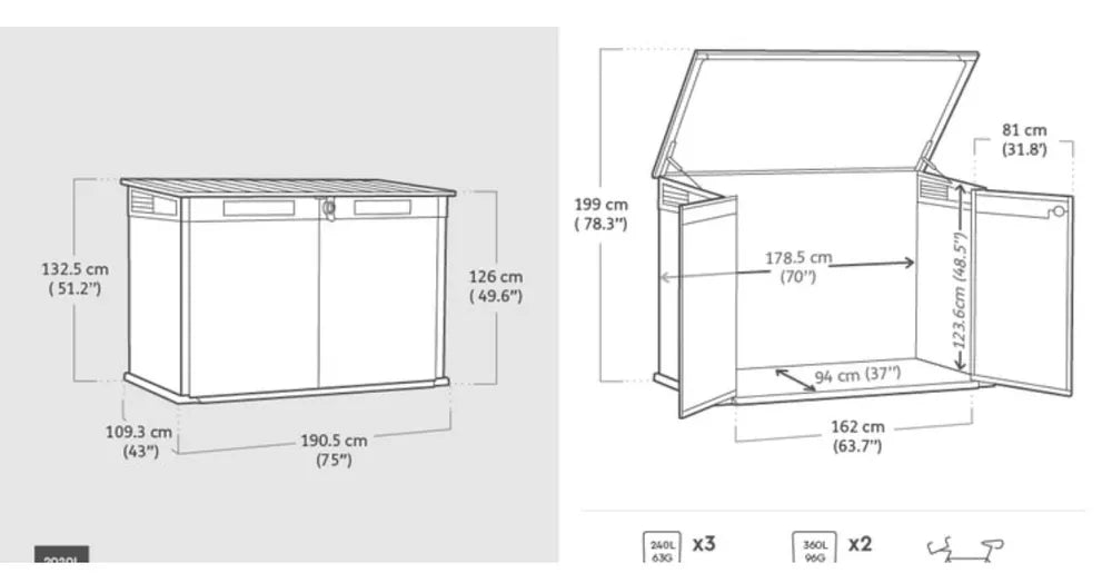 Keter Premier Jumbo Storage Shed XXL - 2020L (Similar To Keter Grande/Cortina Store)