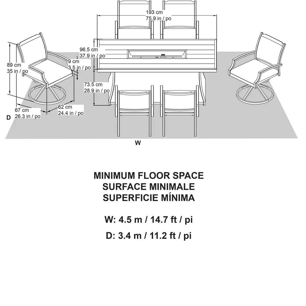 OVE Decors Bonavista 7 Piece Fire Dining Set + Cover