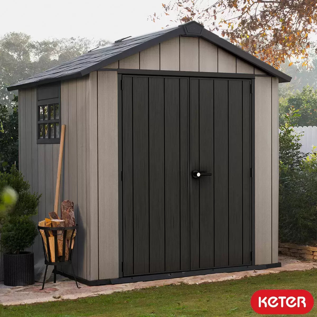 Keter Oakland 7 x 7ft Double Door Outdoor Apex Plastic Garden Shed