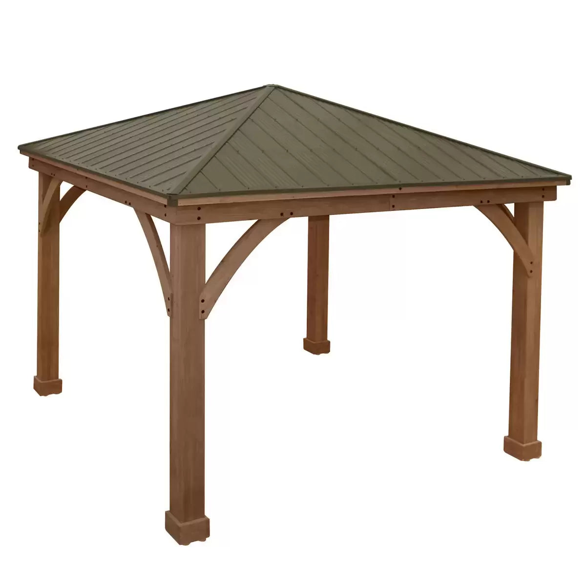 Yardistry 12ft x 12ft (3.7 x 3.7m) Cedar Gazebo with Peaked Aluminium Solid Roof