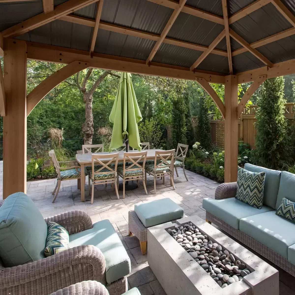 Yardistry 12ft x 12ft (3.7 x 3.7m) Cedar Gazebo with Peaked Aluminium Solid Roof