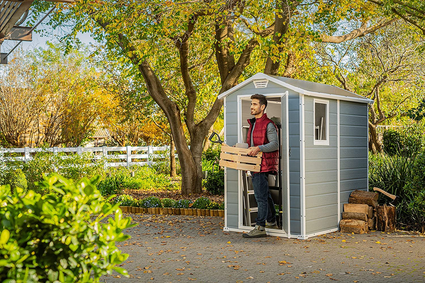Keter Manor 6 ft x 4 ft Apex Outdoor Garden Shed - Grey