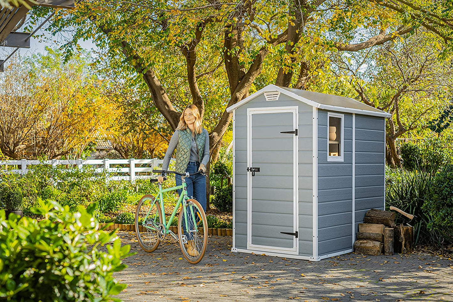 Keter Manor 6 ft x 4 ft Apex Outdoor Garden Shed - Grey