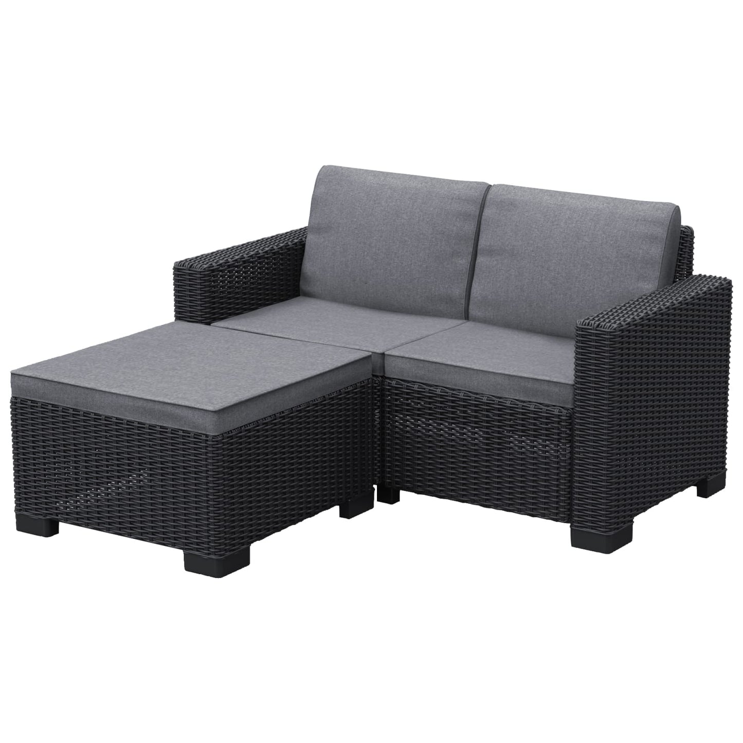 Keter California 2 Seater Outdoor Balcony Garden Furniture Chaise Lounge - Graphite with Grey Cushions