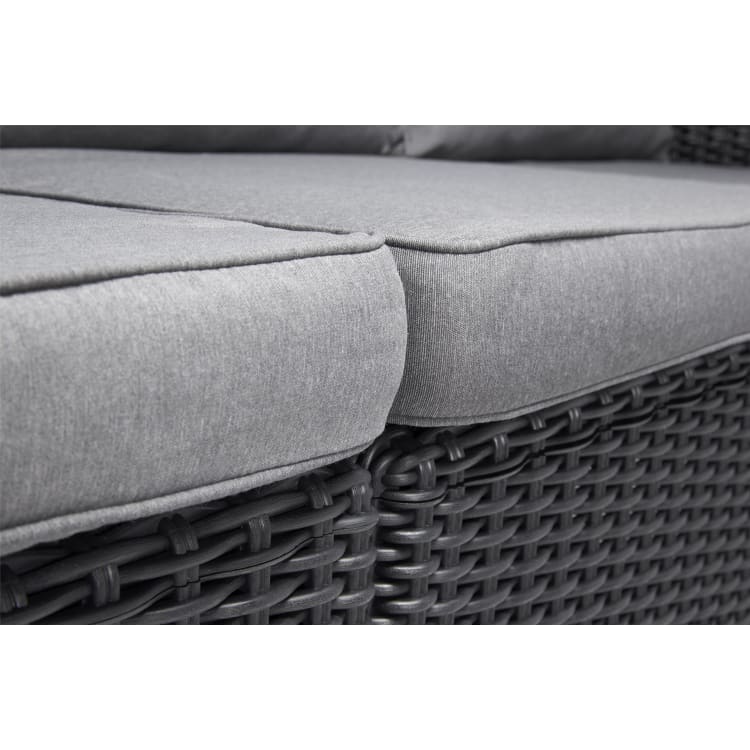 Keter California 2 Seater Outdoor Balcony Garden Furniture Chaise Lounge - Graphite with Grey Cushions