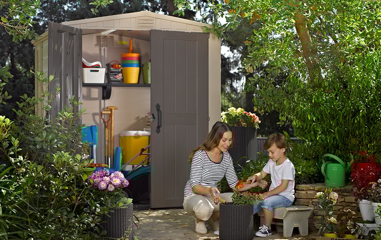 Keter Factor Garden Storage Shed 6X6 ft - Brown