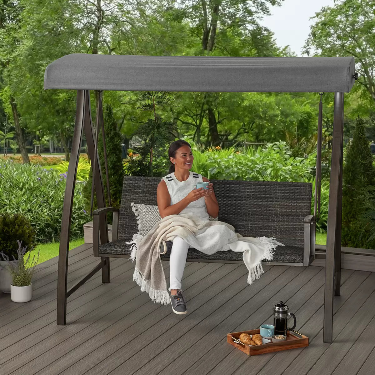 Agio McKinnon Woven Patio Swing with Canopy Garden4us Ltd