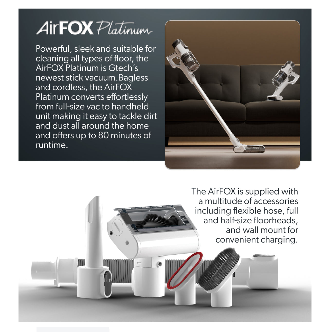 Gtech AirFOX Platinum Cordless Stick Vacuum