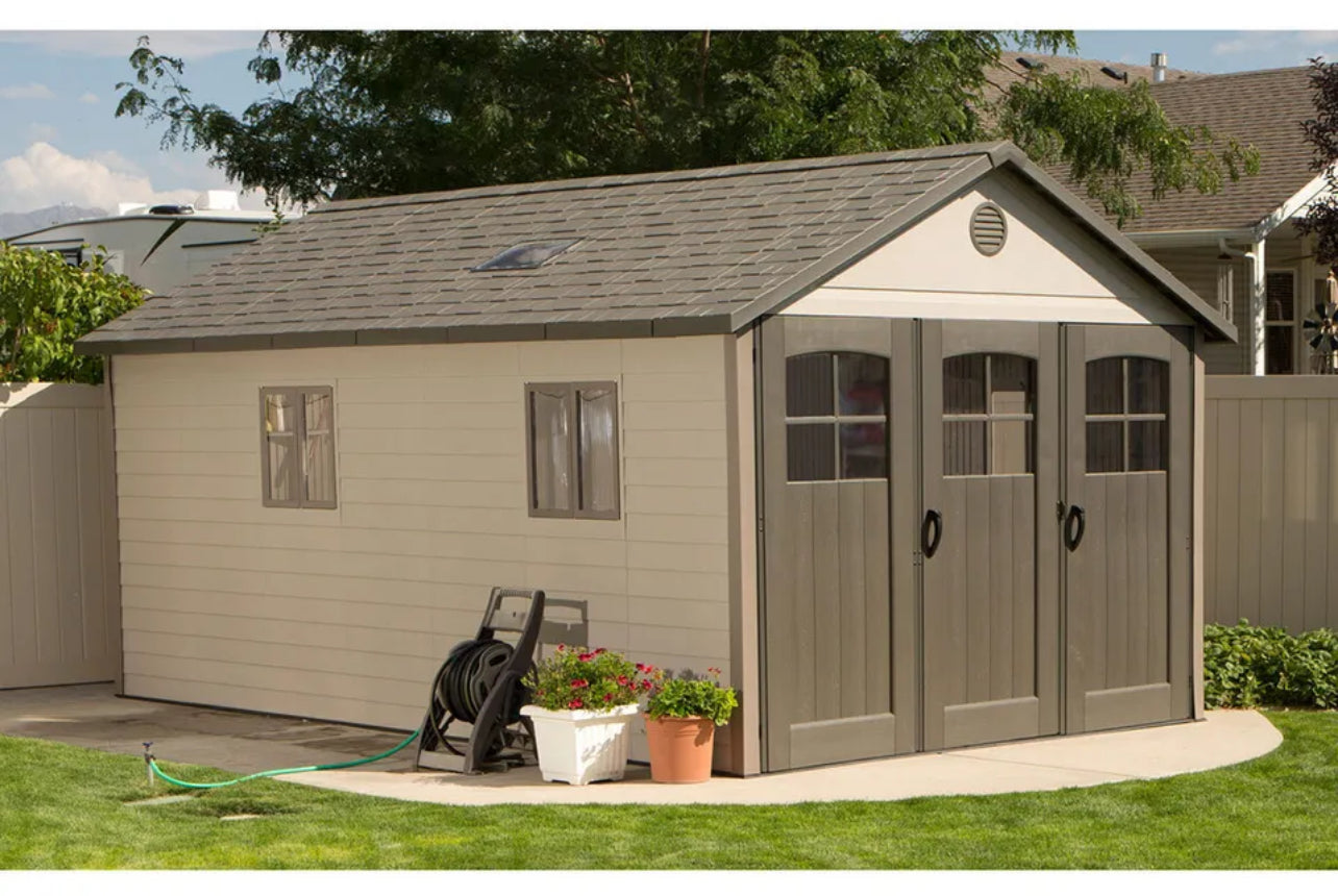 Lifetime 11ft x 18ft 6" (3.3 x 5.6m) Outdoor Storage Shed with Tri-Folding Door - Model 60236