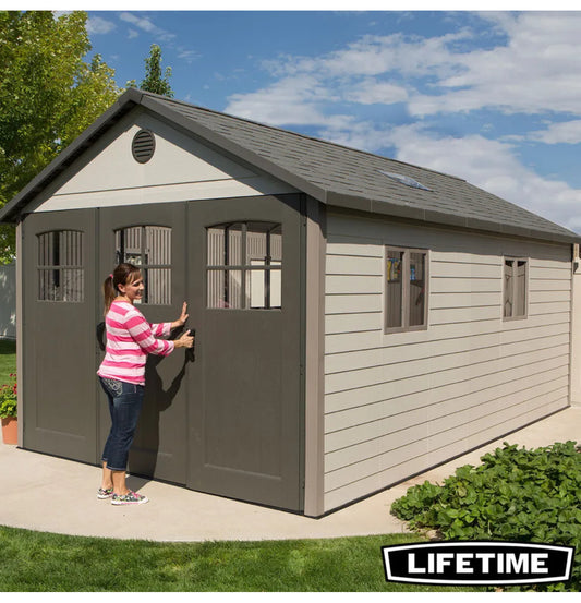 Lifetime 11ft x 18ft 6" (3.3 x 5.6m) Outdoor Storage Shed with Tri-Folding Door - Model 60236