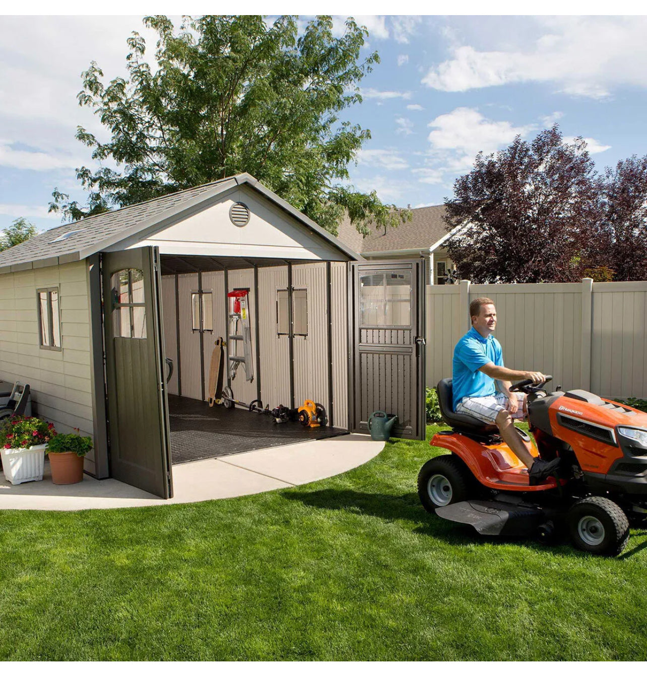 Lifetime 11ft x 18ft 6" (3.3 x 5.6m) Outdoor Storage Shed with Tri-Folding Door - Model 60236