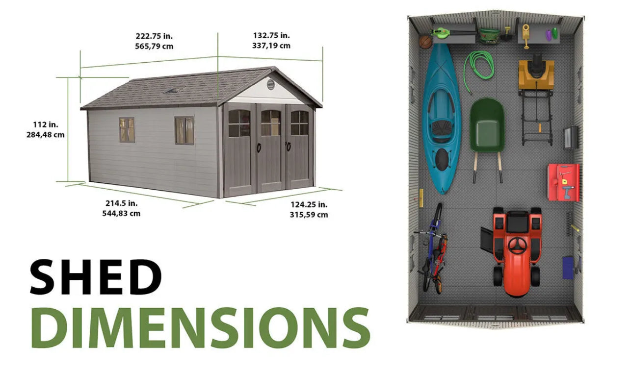 Lifetime 11ft x 18ft 6" (3.3 x 5.6m) Outdoor Storage Shed with Tri-Folding Door - Model 60236