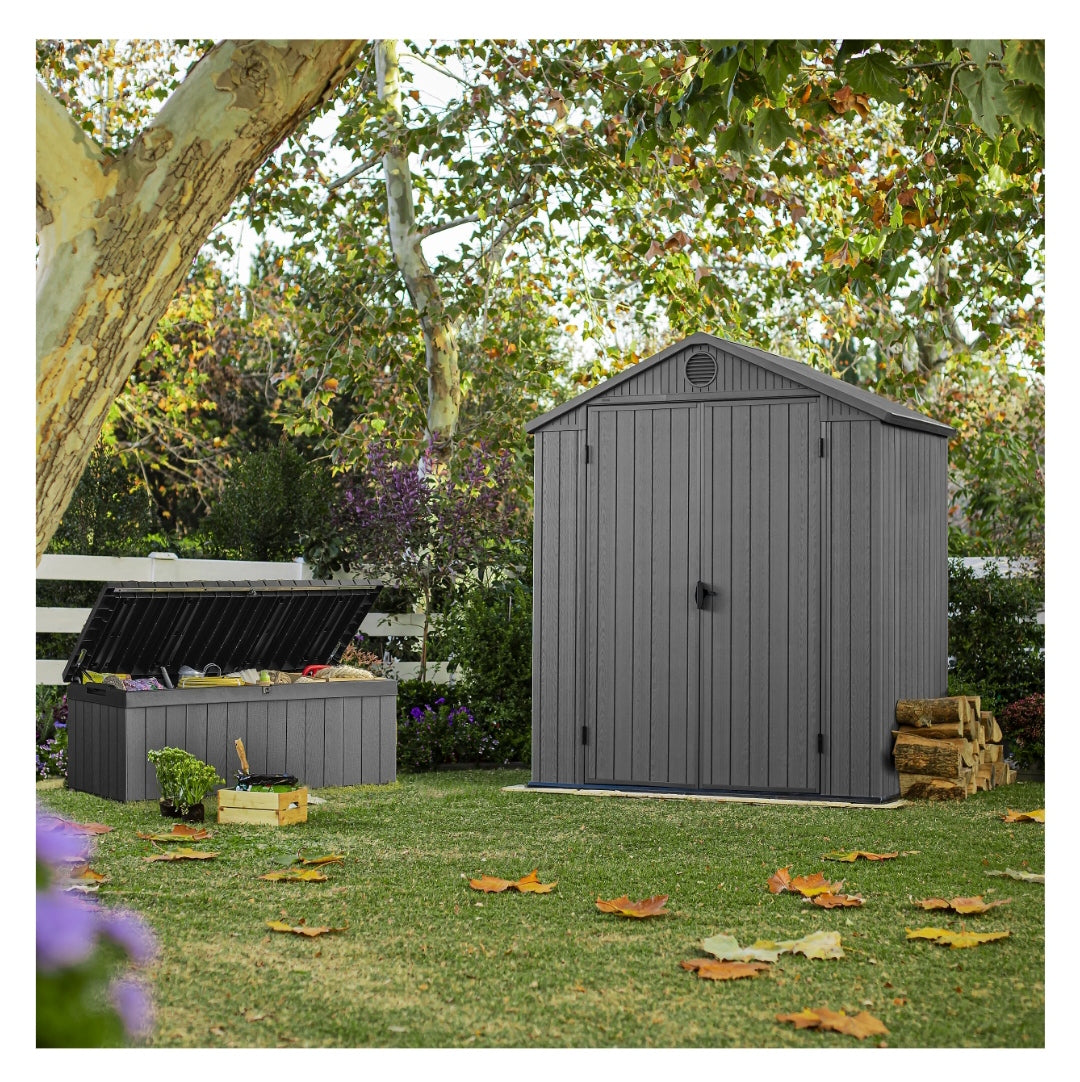 Keter Darwin 6x4 Grey Double Door Plastic Shed with floor (Base included)