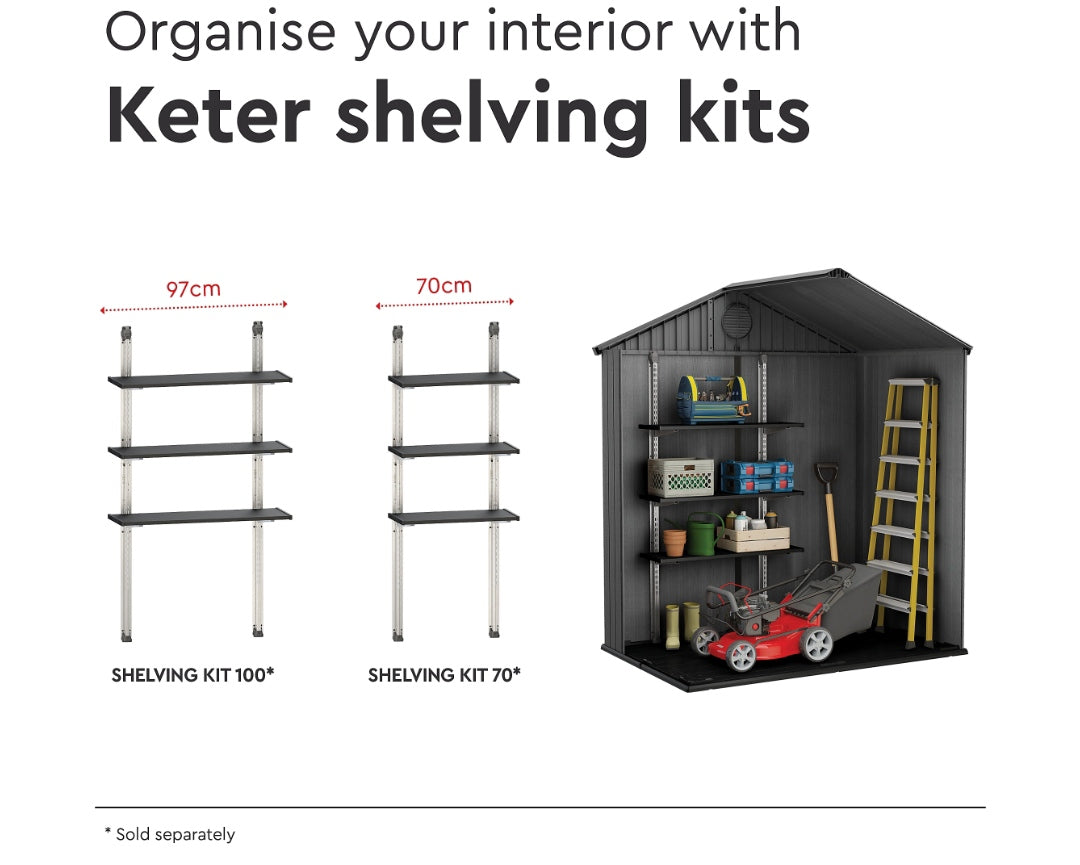 Keter Darwin 6x4 Grey Double Door Plastic Shed with floor (Base included)