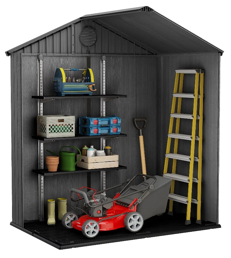 Keter Darwin 6x4 Grey Double Door Plastic Shed with floor (Base included)