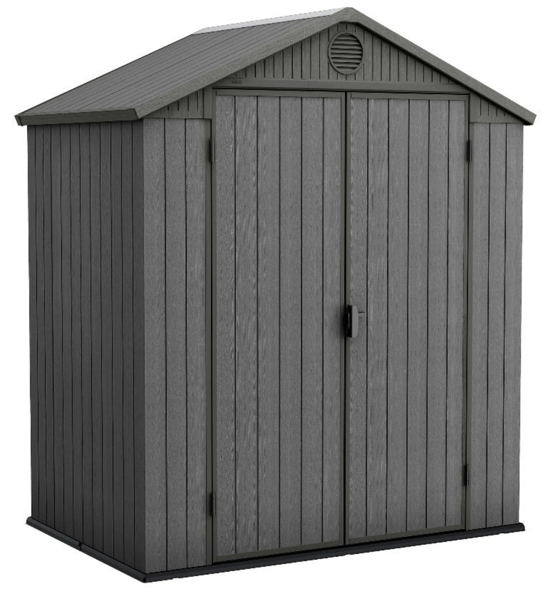 Keter Darwin 6x4 Grey Double Door Plastic Shed with floor (Base included)