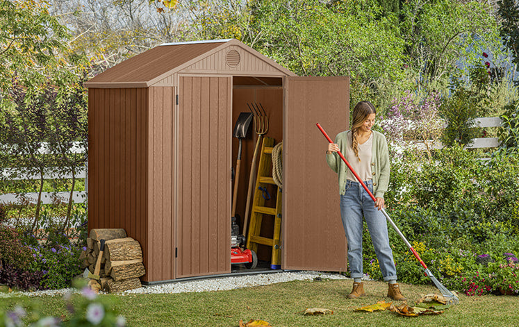 Keter Darwin 6x4 Brown Plastic Shed with floor Base included