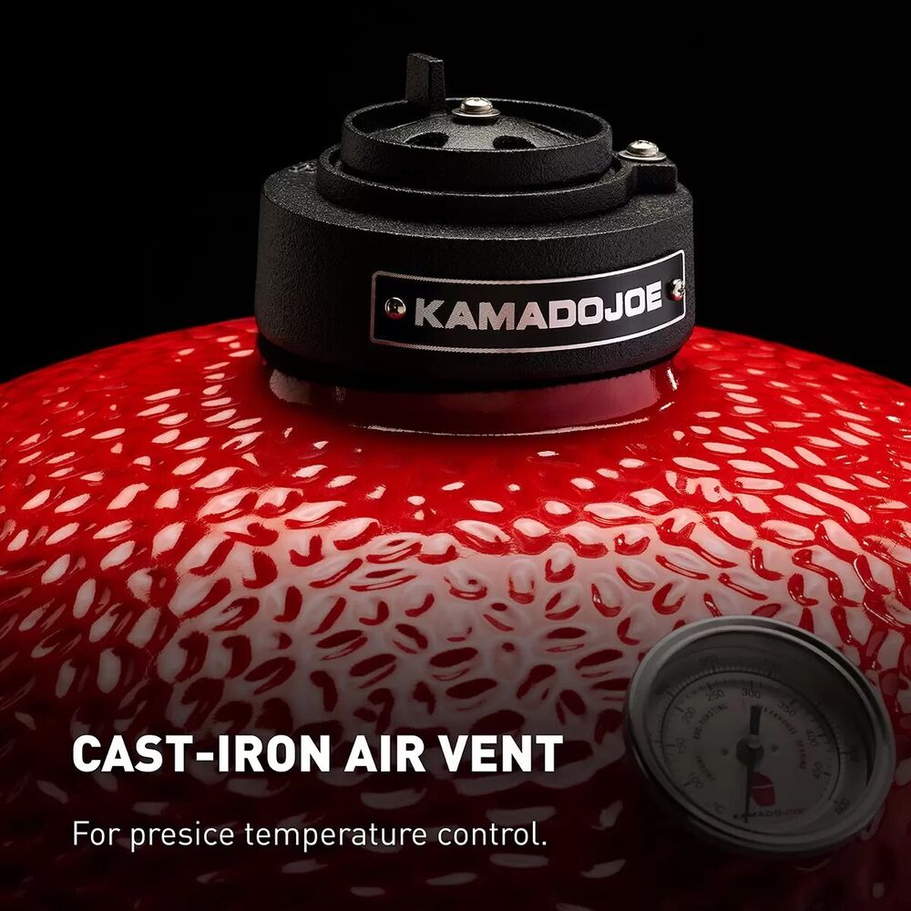 Kamado Joe Junior Ceramic Charcoal Barbecue Grill with Cover in Red 13.5" 34cm