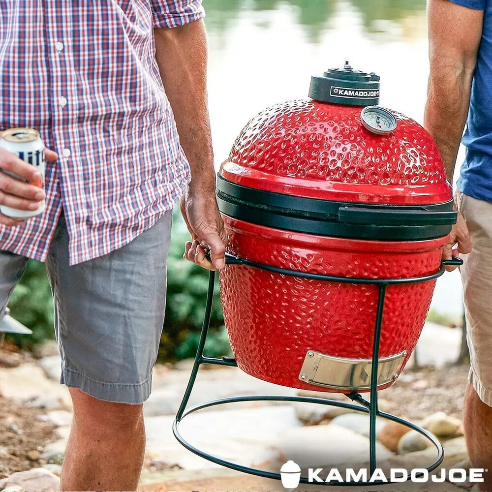 Kamado Joe Junior Ceramic Charcoal Barbecue Grill with Cover in Red 13.5" 34cm