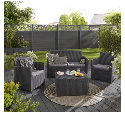 Keter Mia Graphite Plastic 4 seater Coffee set