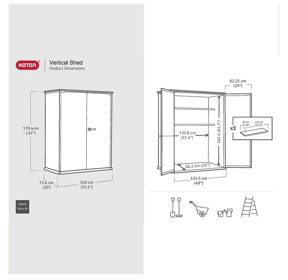 Keter Signature Decocoat Walnut  4Ft 6” x 2Ft 4” Pent Garden storage Shed 1,415L