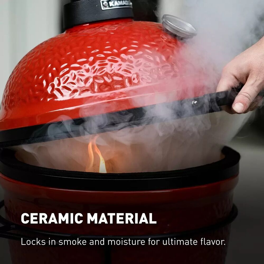 Kamado Joe Junior Ceramic Charcoal Barbecue Grill with Cover in Red 13.5" 34cm