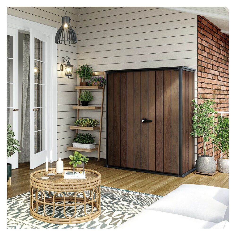 Keter Signature Decocoat Walnut  4Ft 6” x 2Ft 4” Pent Garden storage Shed 1,415L