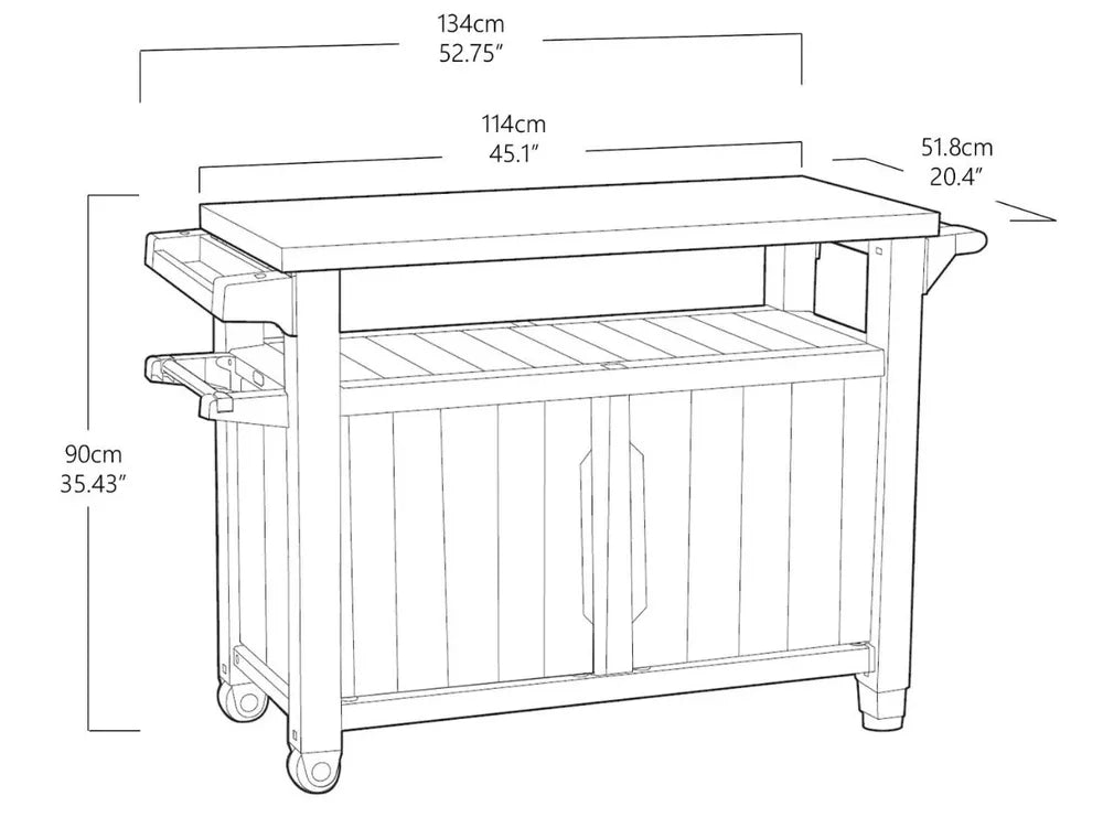 Keter Unity XL BBQ Table Wood-Like Texture Resin