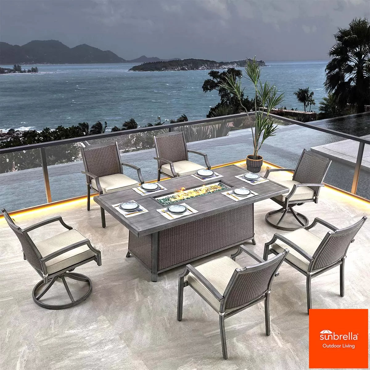 OVE Decors Bonavista 7 Piece Fire Dining Set + Cover