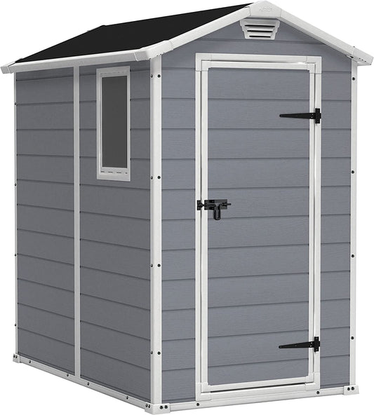 Keter Manor 6 ft x 4 ft Apex Outdoor Garden Shed - Grey