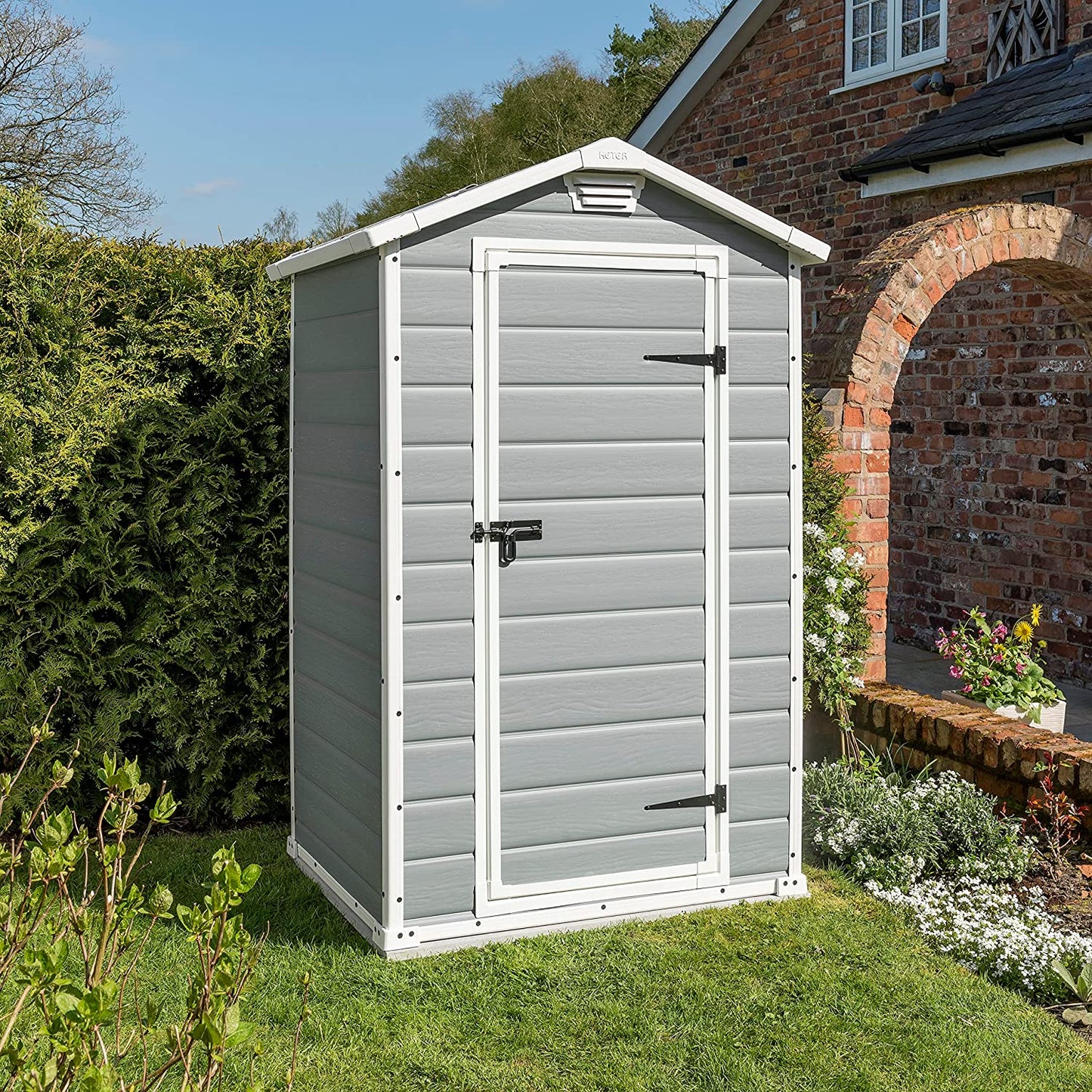 Keter Manor Outdoor Garden Storage Shed 4 x 3 ft - Grey