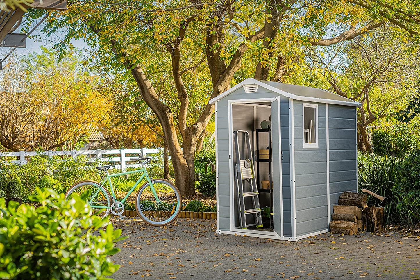 Keter Manor 6 ft x 4 ft Apex Outdoor Garden Shed - Grey