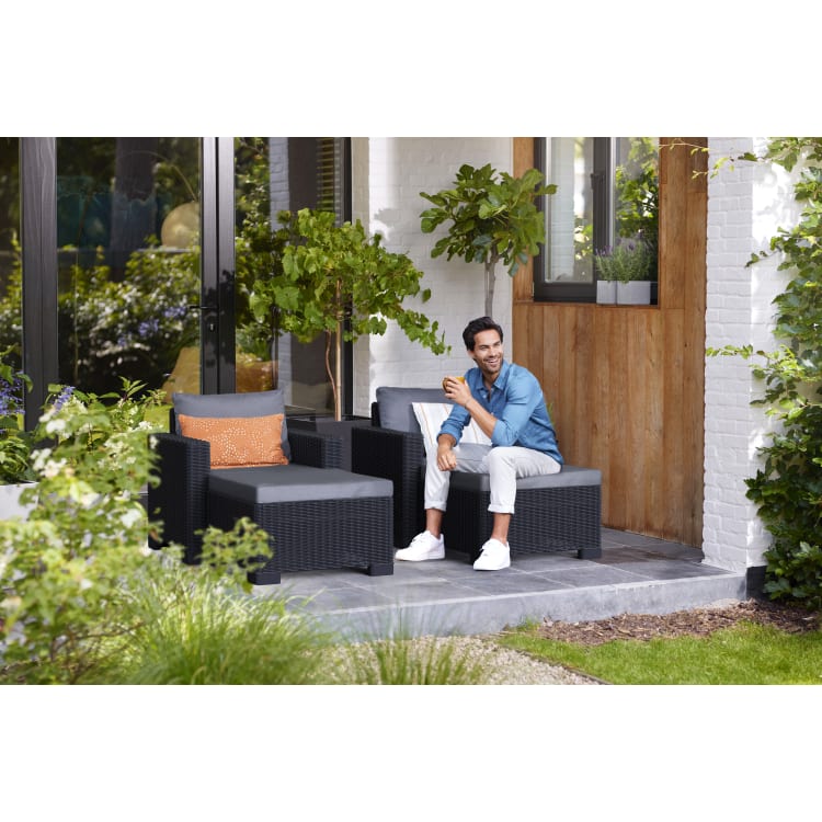 Keter 2 Seat California Balcony Deluxe Set In Graphite