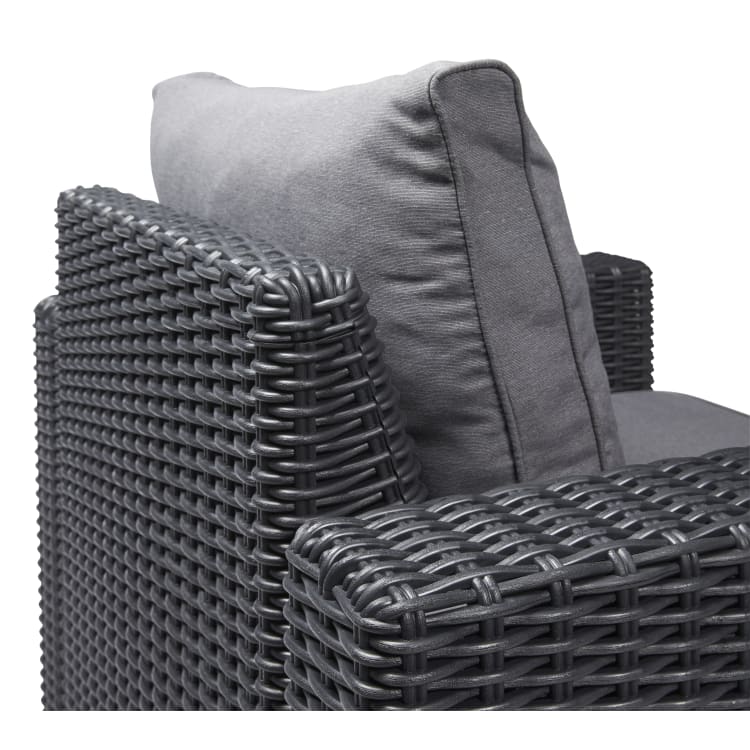 Keter California 4 Seater Outdoor Garden Furniture Chaise Lounge Set - Graphite with Grey Cushions