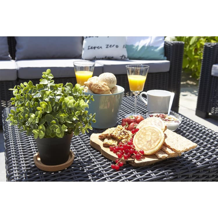 Keter California 4 Seater Outdoor Garden Furniture Chaise Lounge Set - Graphite with Grey Cushions
