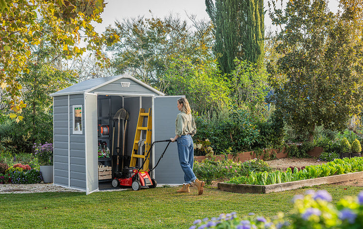 Keter Manor Plastic Garden Storage Shed 6 x 5 ft Grey