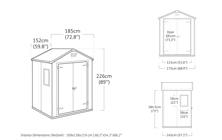 Keter Manor Plastic Garden Storage Shed 6 x 5 ft Grey