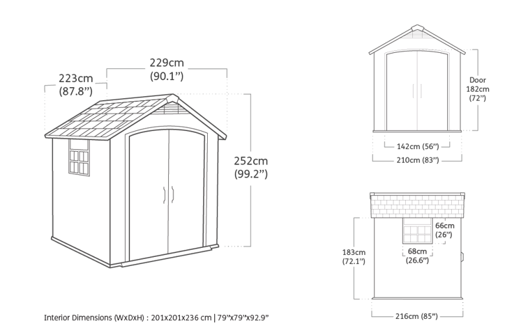 Keter Premier 757 Shed 7.5x7ft - Grey